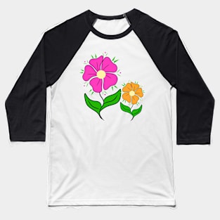 colourful flower meadow daisy flower pattern daisies Baseball T-Shirt